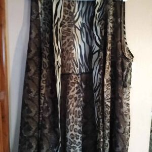 Susan Graver Animal Print Front Open Cardigan/Vest